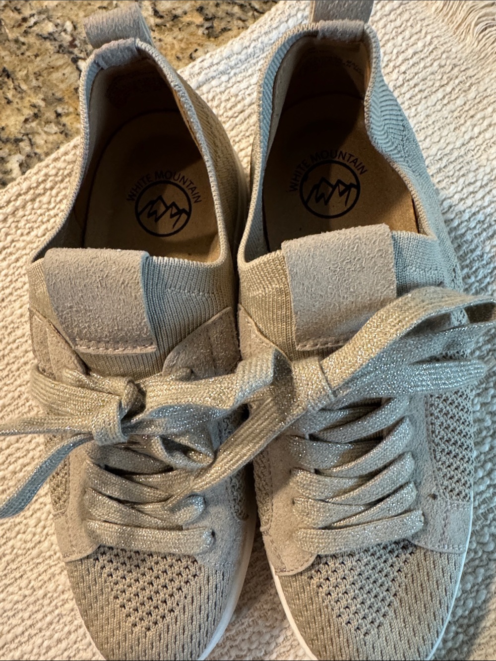 White Mountain Women's Taupe Knit Lace-Up Sneakers